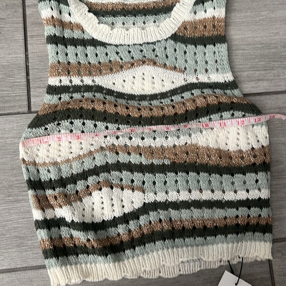 Cider Green Striped Sweater Sleeveless Crop Top XS NWT - Picture 5 of 6